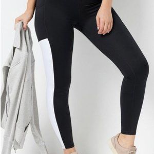 Mind Body Love Black & White Color Block Pocket Leggings Womens Size Tall Medium